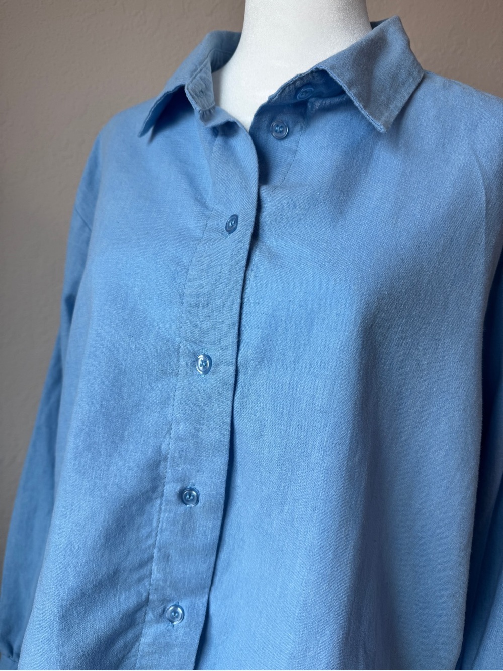 NWT Velvet Heart 100% Linen Blue Button Down Shirt Size L - Picture 6 of 9